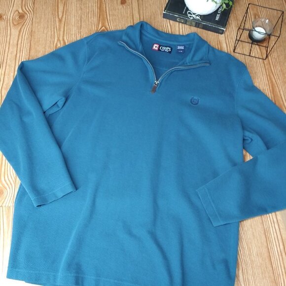 CHAPS blue Lightweight Pullover Sweatshirt collared mens size L - Picture 1 of 5